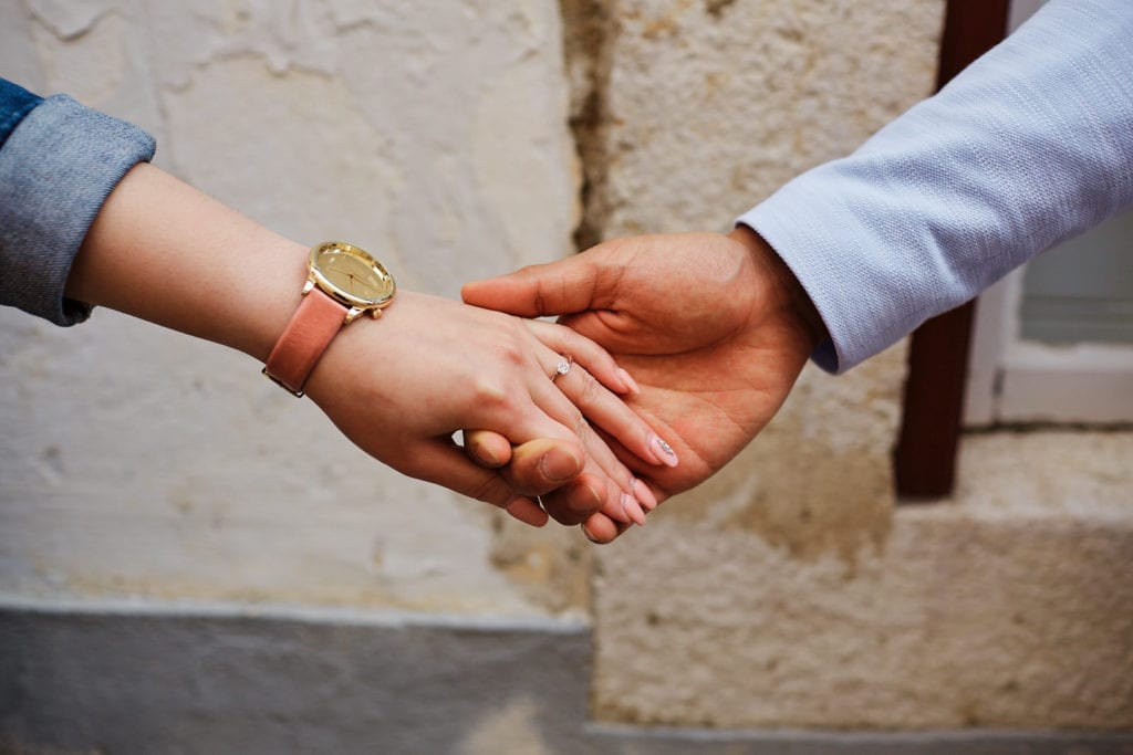 a photo of the engagement ring taken after a marriage proposal in Lisbon, Portugal
