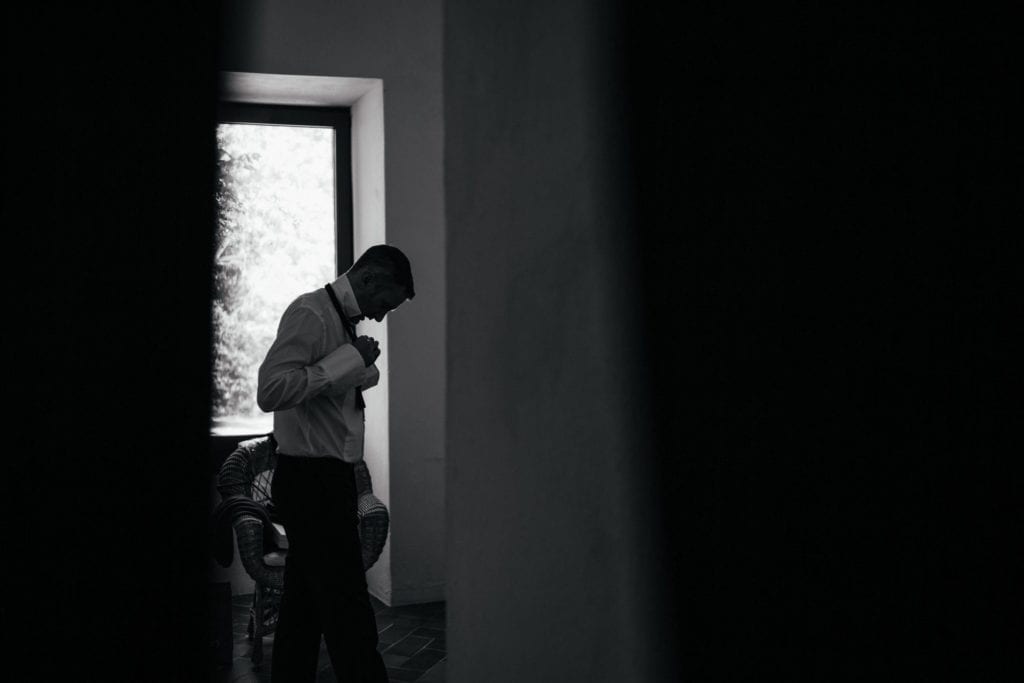 Gay couple getting ready on their wedding day in Lisbon, Portugal