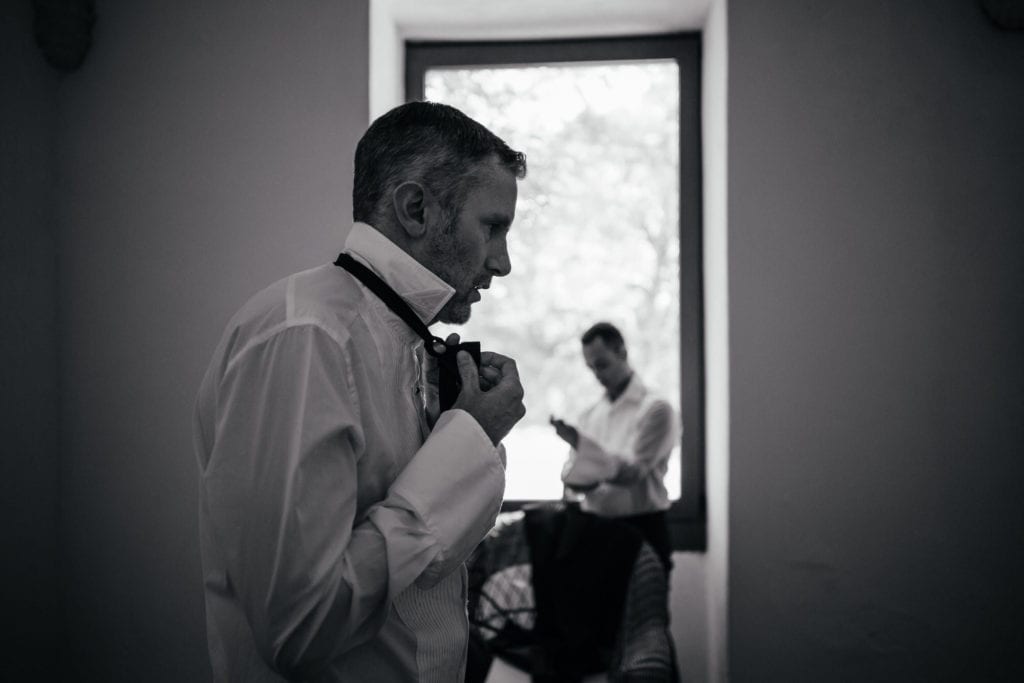 Gay couple getting ready on their wedding day